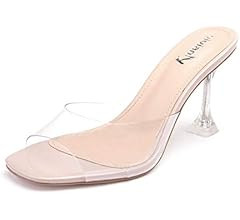 vivianly Womens Clear Heels Sandals Transparent Stiletto Heel Slippers Backless Peep Toe Slip on ... | Amazon (US)