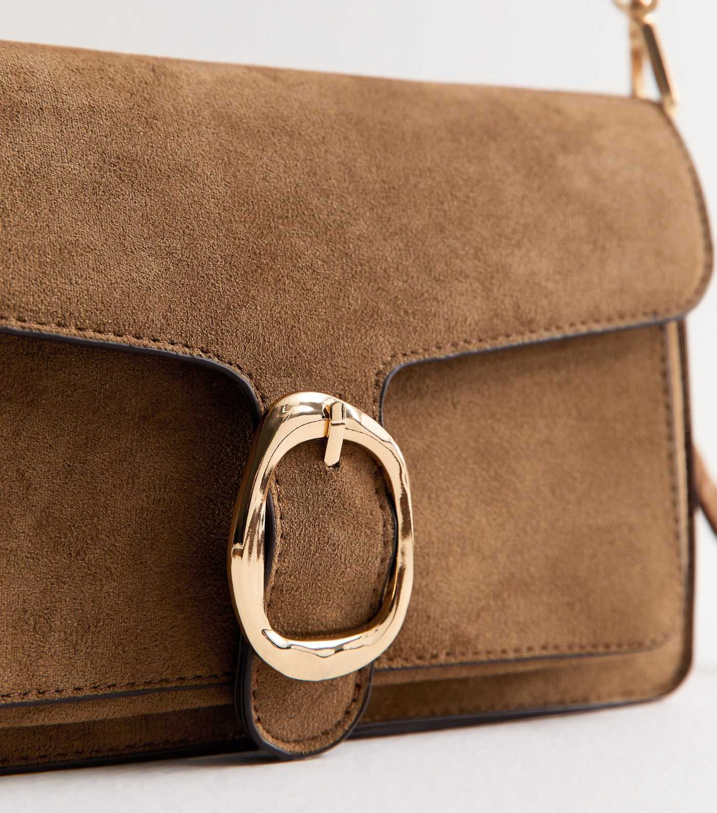 Tan Faux Suede Buckled Flap Shoulder Bag | New Look | New Look (UK)