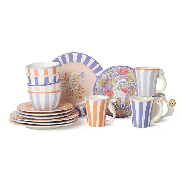 Certified International Menagerie 16 Piece Dinnerware Set, Service for 4 - 11.00"L x 11.00"W x 1.... | Bed Bath & Beyond