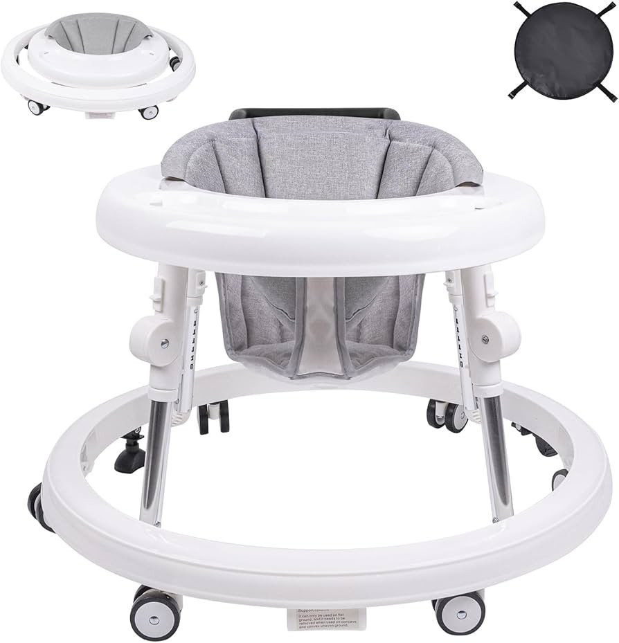 Baby Walker, Foldable 9-Gear Height Adjustable Baby Walker with Wheels, Infant Toddler Walker wit... | Amazon (US)