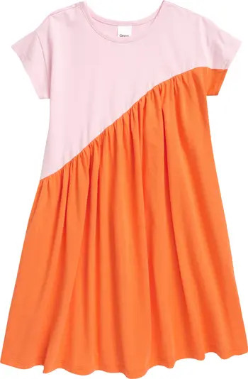 Open Edit Kids' Colorblock Organic Cotton T-Shirt Dress | Nordstrom | Nordstrom