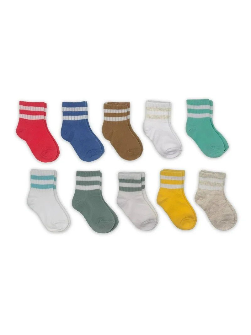 Wonder Nation Baby and Toddler Mid-Crew Socks, 10-Pack, Sizes 0M-5T | Walmart (US)