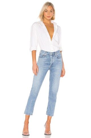 AGOLDE Riley High Rise Straight Crop in Blur from Revolve.com | Revolve Clothing (Global)