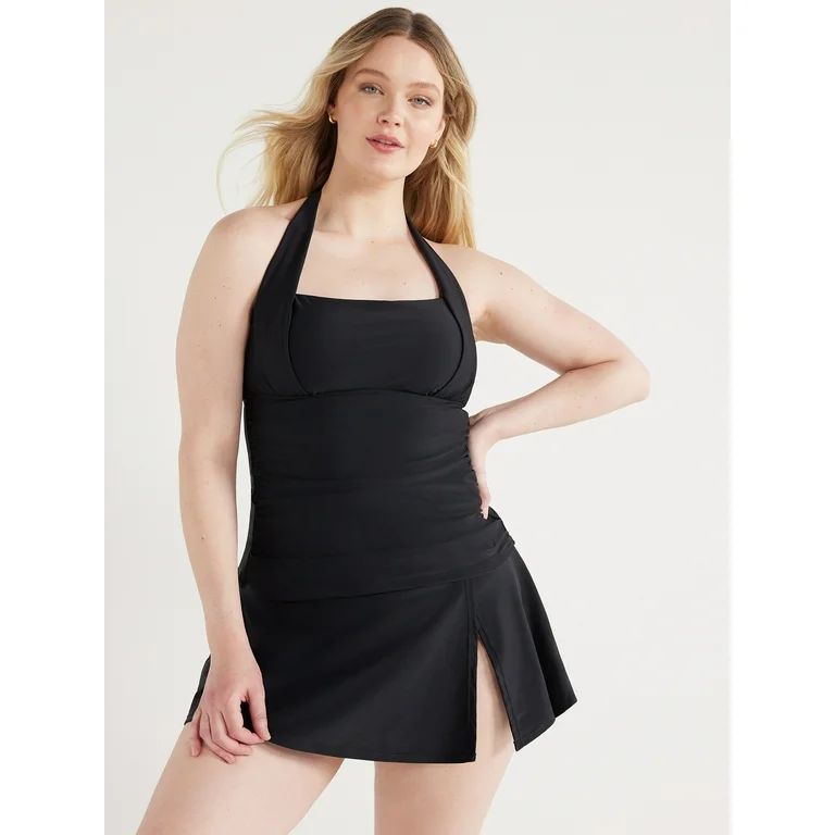 Time and Tru Women's and Women's Plus Halter Tankini and Black Swim Skirt Set, 2-Piece, Sizes S-3... | Walmart (US)