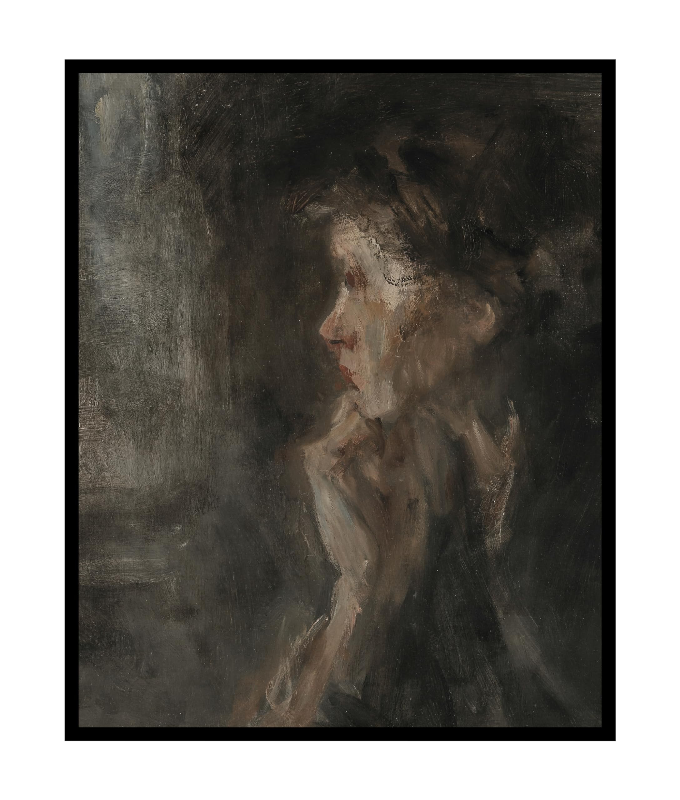 Poster Master Vintage Woman Pondering Poster - Retro Portrait Print - Abstract Art - Moody Art - ... | Walmart (US)