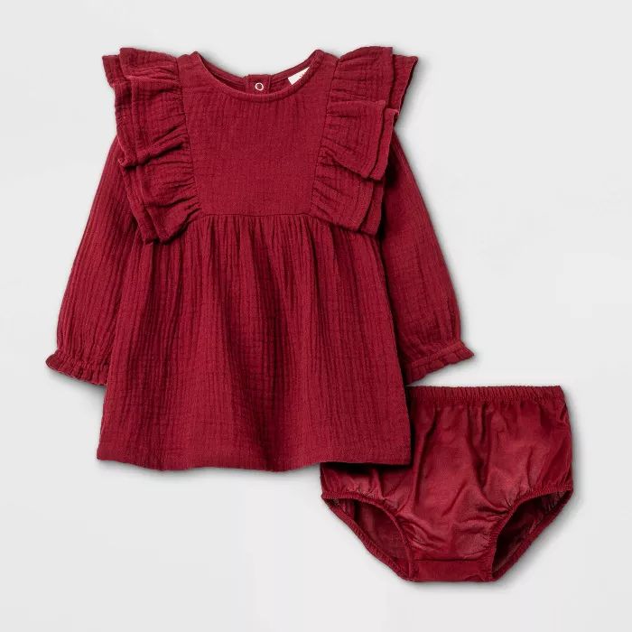 Baby Girls' Gauze Long Sleeve Dress - Cat & Jack™ | Target