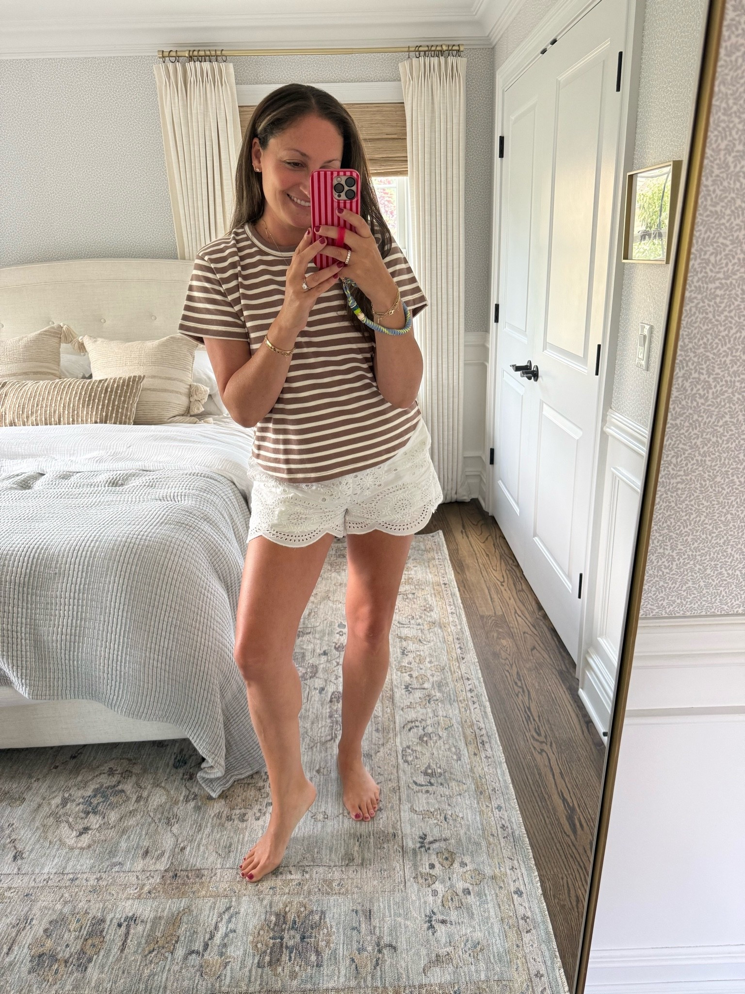 I’ve been wearing these eyelet shorts non-stop and right now, they’re probably one of my most-worn pairs of shorts this summer! Dress them up with the matching top (linking it!!) or wear it as a separate. I love it with a striped top, solid tee or even a graphic tee!! LOVE them. Wearing a medium.

#LTKootd #LTKdayinmylife #LTKSeasonal