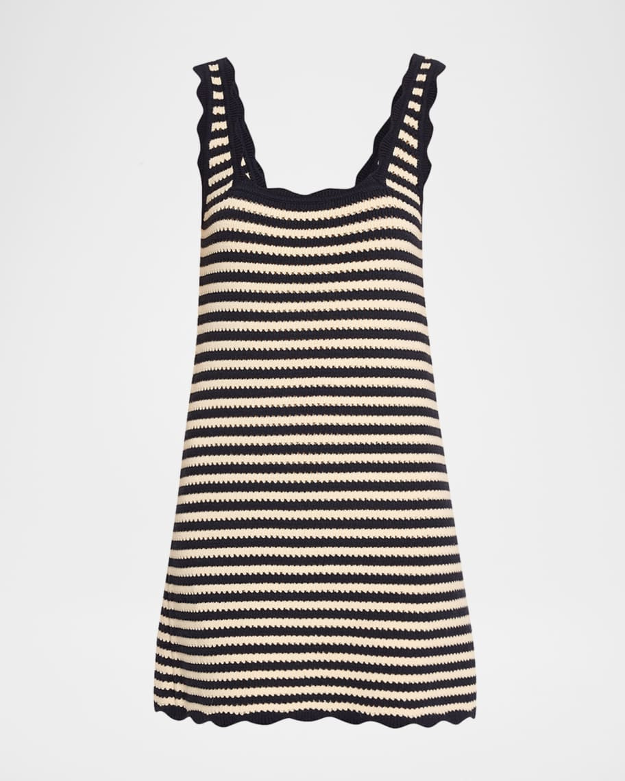 Domeka Stripe Crochet-Knit Mini Dress | Neiman Marcus
