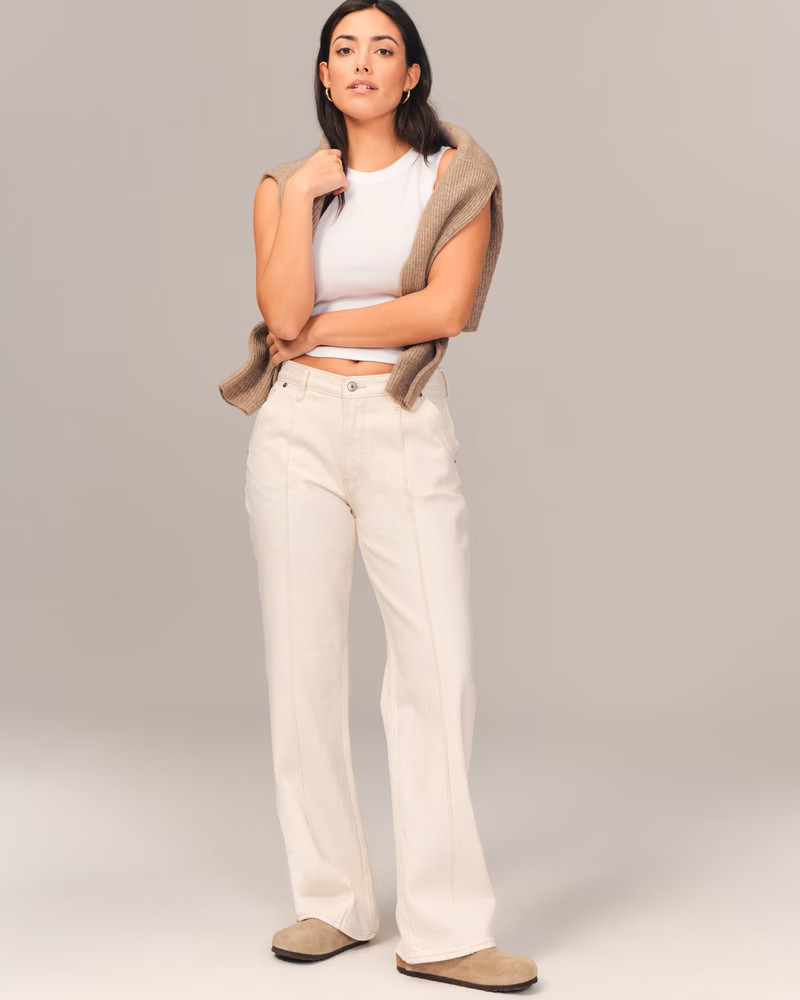 Curve Love Mid Rise Baggy Jean | Abercrombie & Fitch (US)