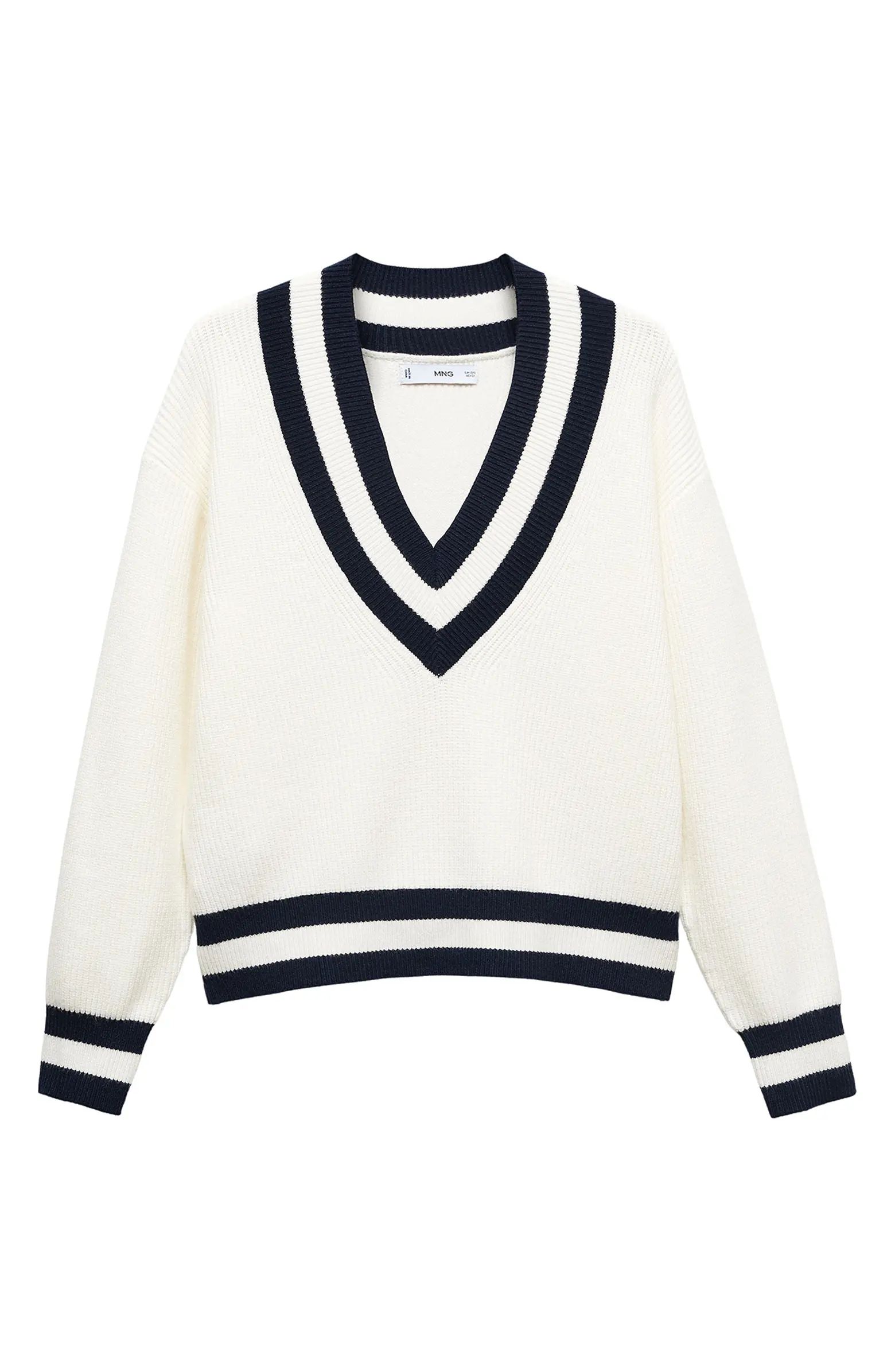 Contrast Stripe V-Neck Sweater | Nordstrom