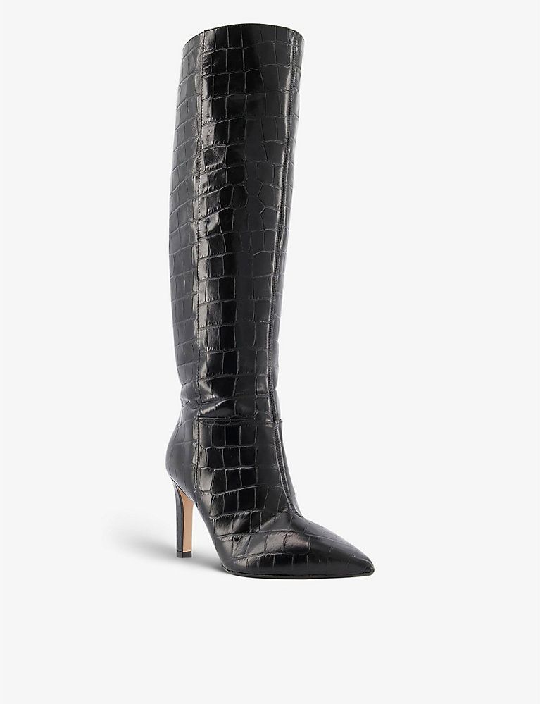 DUNE Spice snakeskin-embossed leather knee-high boots | Selfridges