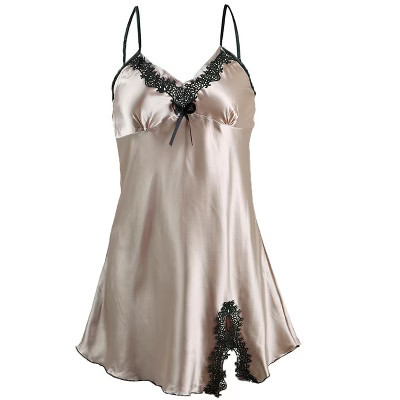 INSPIRE CHIC Women's Satin Lace Trim Sleepwear Nightgown Pajama Slip Dress L Champagne-floral | Target