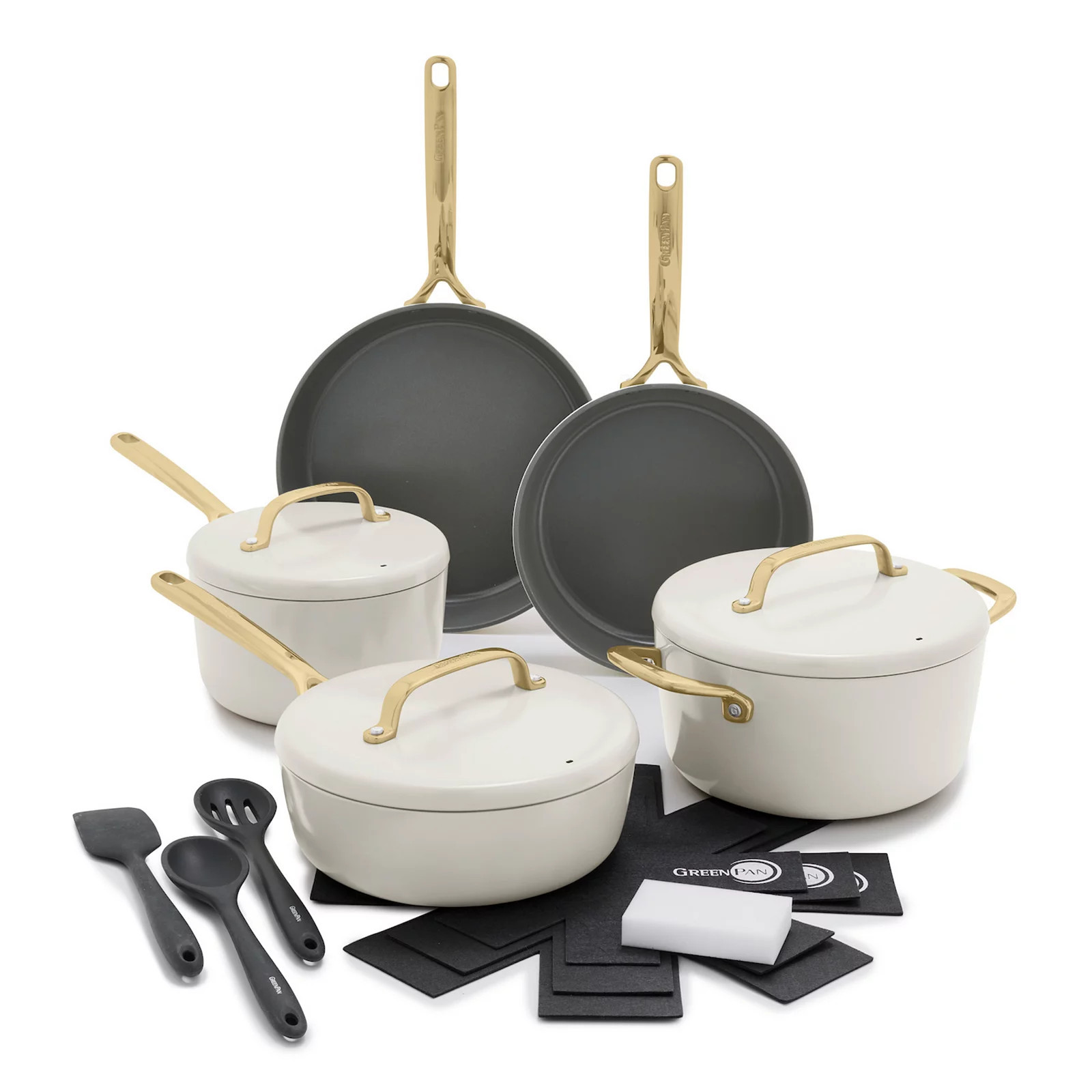 GreenPan GP5 Colors 14 pc Hard Anodized Ceramic NonStick Cookware Set, White | Kohl's
