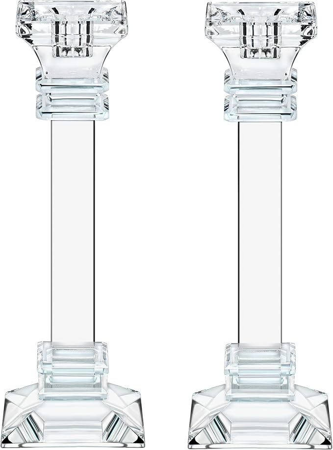 Crystal Candle Holders Set of 2-9.2" Tall Crystal Candlestick Holders - Ultra Elegant & Modern Ce... | Amazon (US)