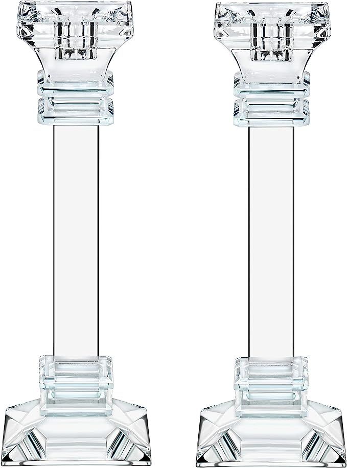 Crystal Candle Holders Set of 2-9.2" Tall Crystal Candlestick Holders - Ultra Elegant & Modern Ce... | Amazon (US)