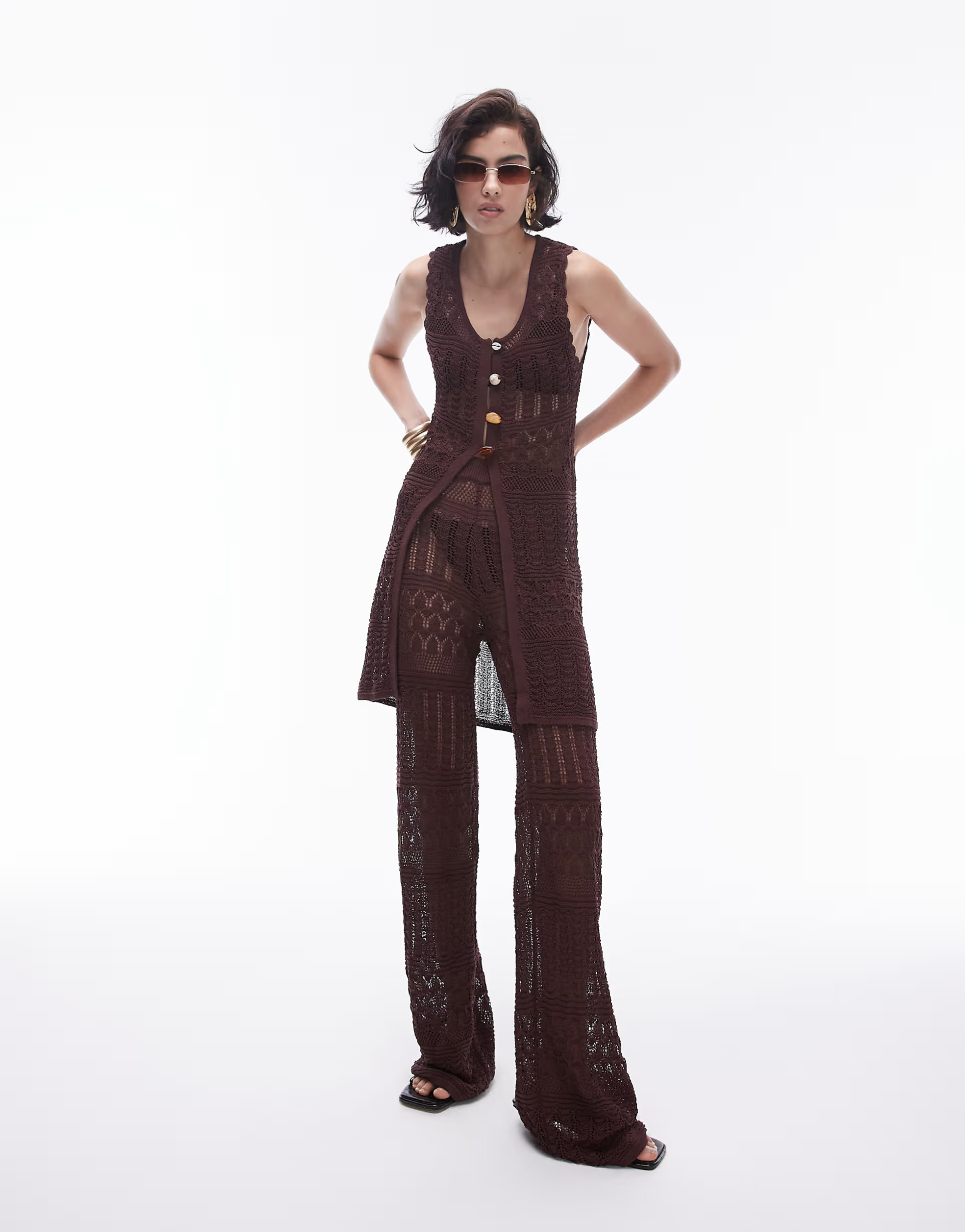 Topshop knit longline beach pants in chocolate - part of a set | ASOS | ASOS (Global)