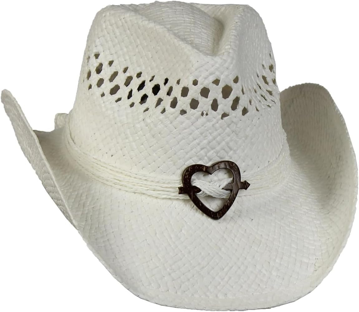 Boho Hip Cowboy Hat with Heart Concho, Natural Toyo Straw, Shapeable Brim | Amazon (US)
