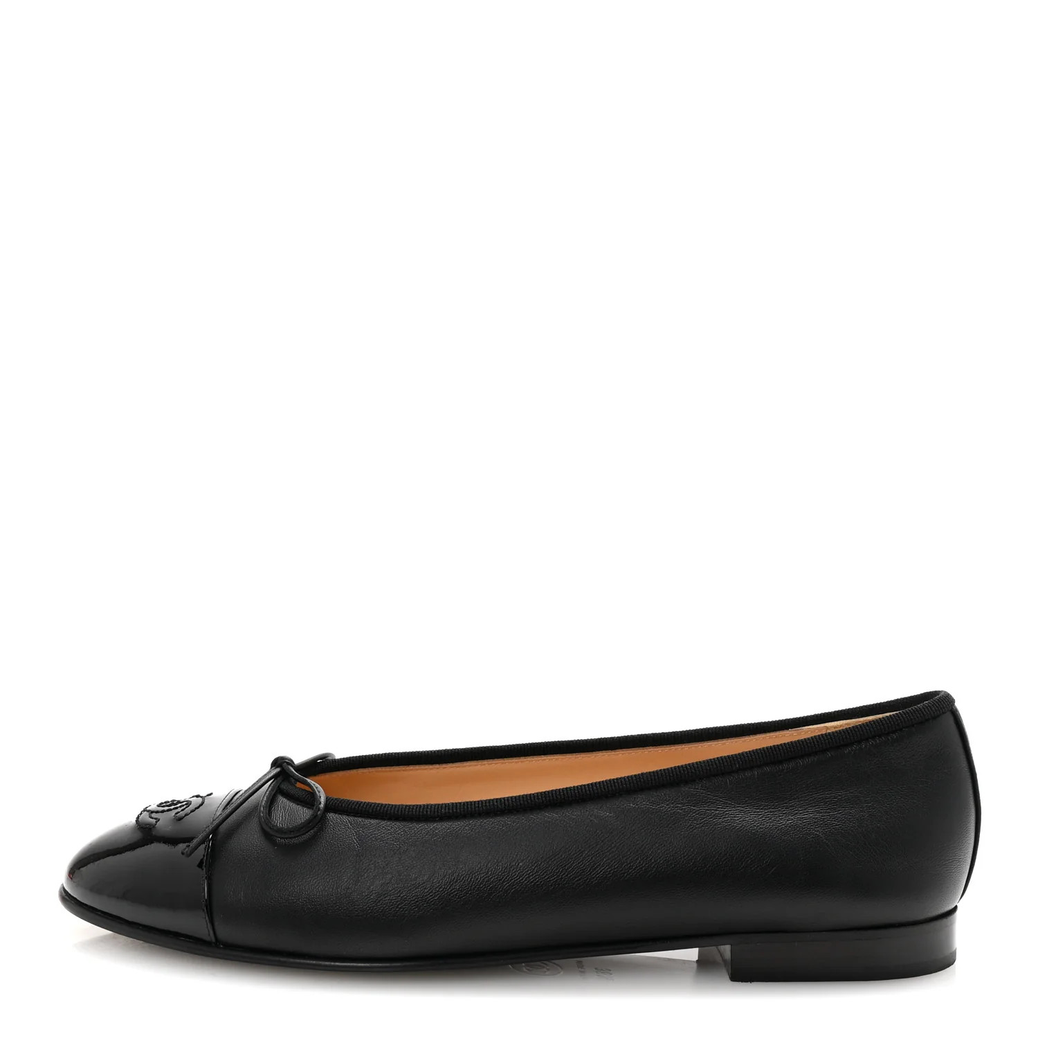 Chanel Lambskin Patent Cap Toe Ballerina Flats 38.5 Black 1726392 | FASHIONPHILE (US)