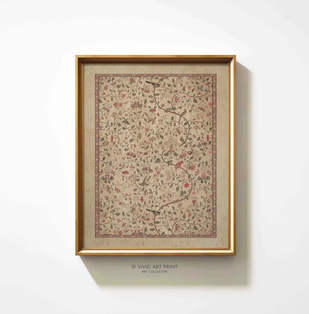 Vintage Floral and Bird Pattern PRINTABLE Tapestry Antique Art Ornate Botanical Digital Downloada... | Etsy (US)