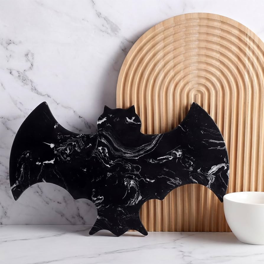 Reallnaive Halloween Bat Marble Cheese Board Black Charcuterie Cutting Tray Marble Serving Decora... | Amazon (US)