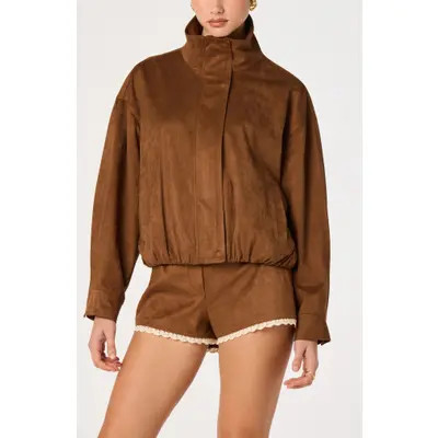 ASTR the Label Cooper Faux Suede Jacket in Chestnut at Nordstrom, Size Small | Nordstrom