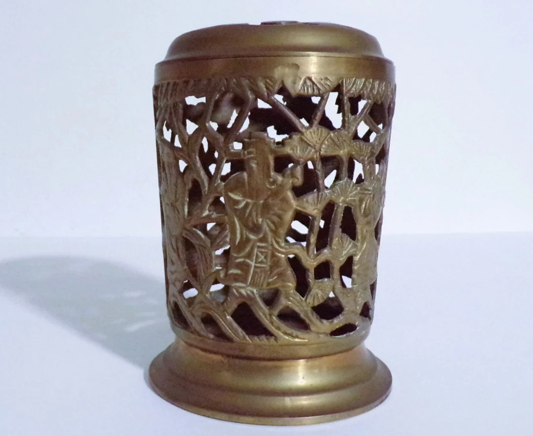 Vintage Brass Candle Lantern, Incense, Metal Votive Holder, Hindu Shiva, Altar Shrine, Asian Chin... | Etsy (US)