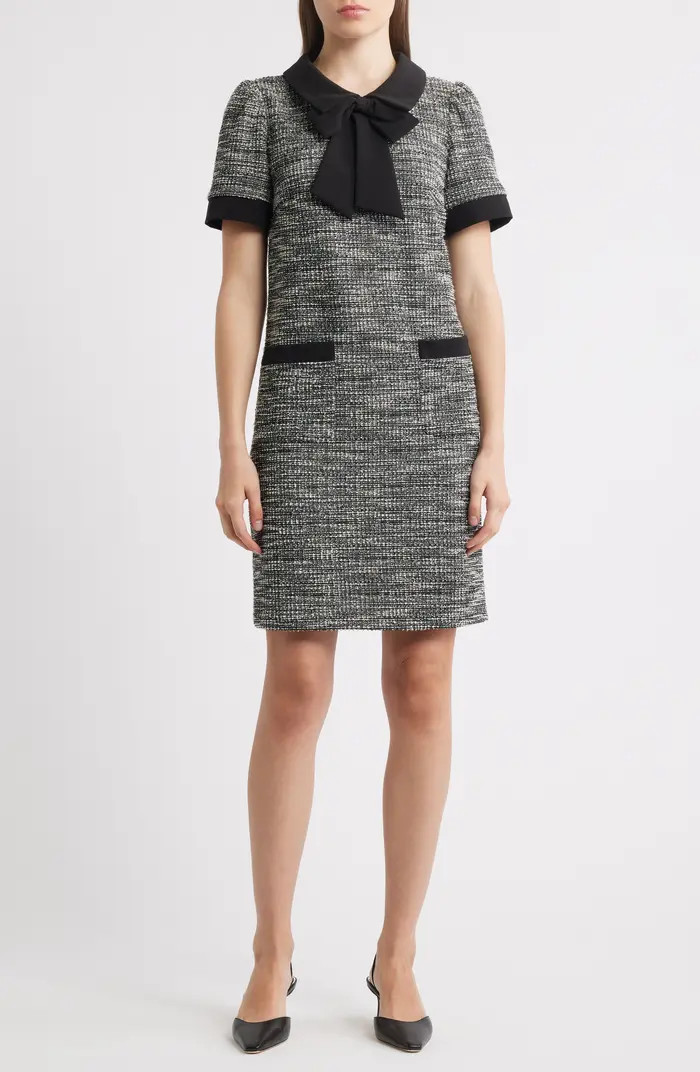 Julia Jordan Bow Detail Bouclé Tweed Dress | Nordstrom | Nordstrom