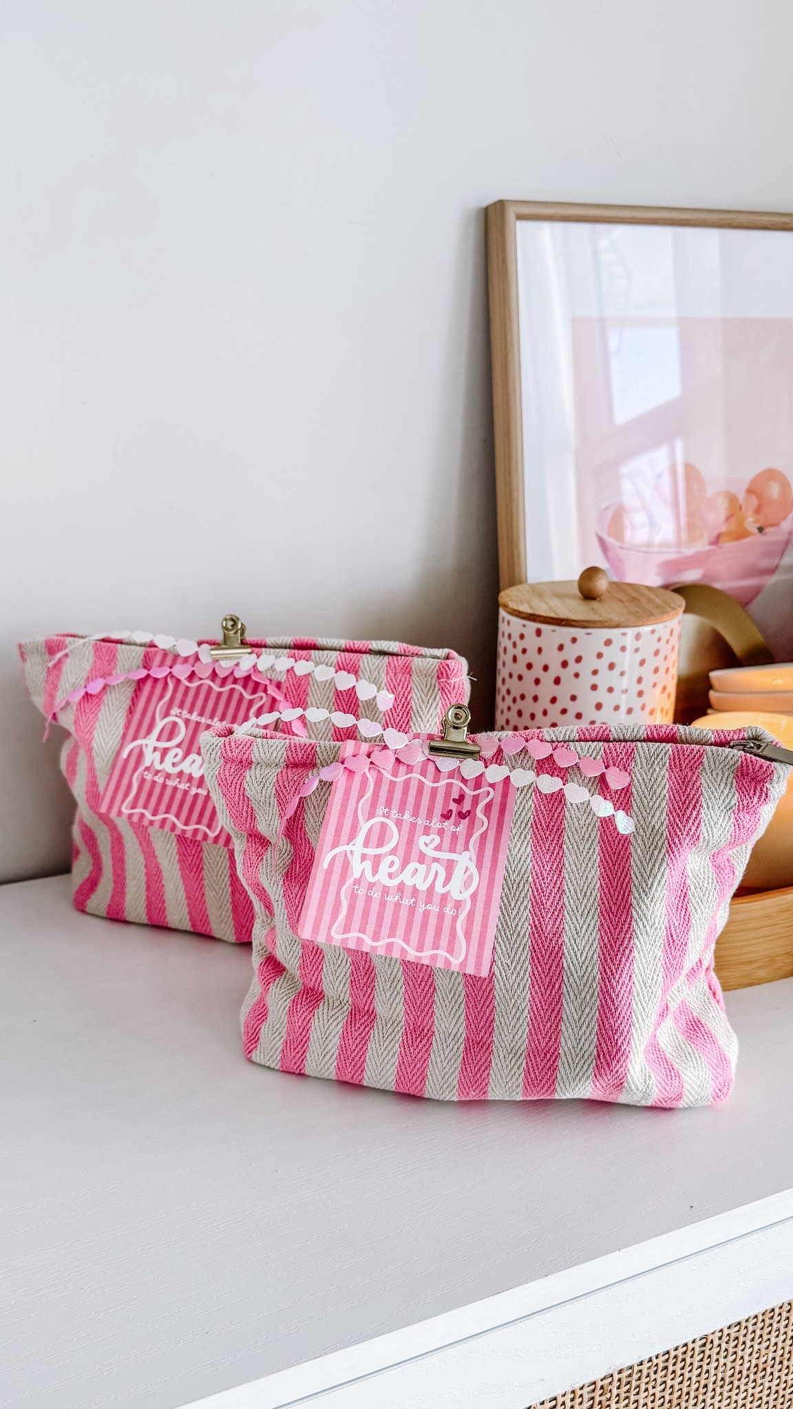 Galentines gifts! These bags were the perfect pouch for all these goodies!!