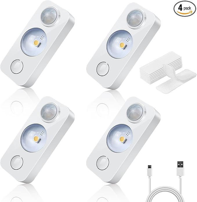 LED Motion Sensor Puck Lights, Rechargeable Cabinet Lights, Stick on Wireless LED Night Light for... | Amazon (US)