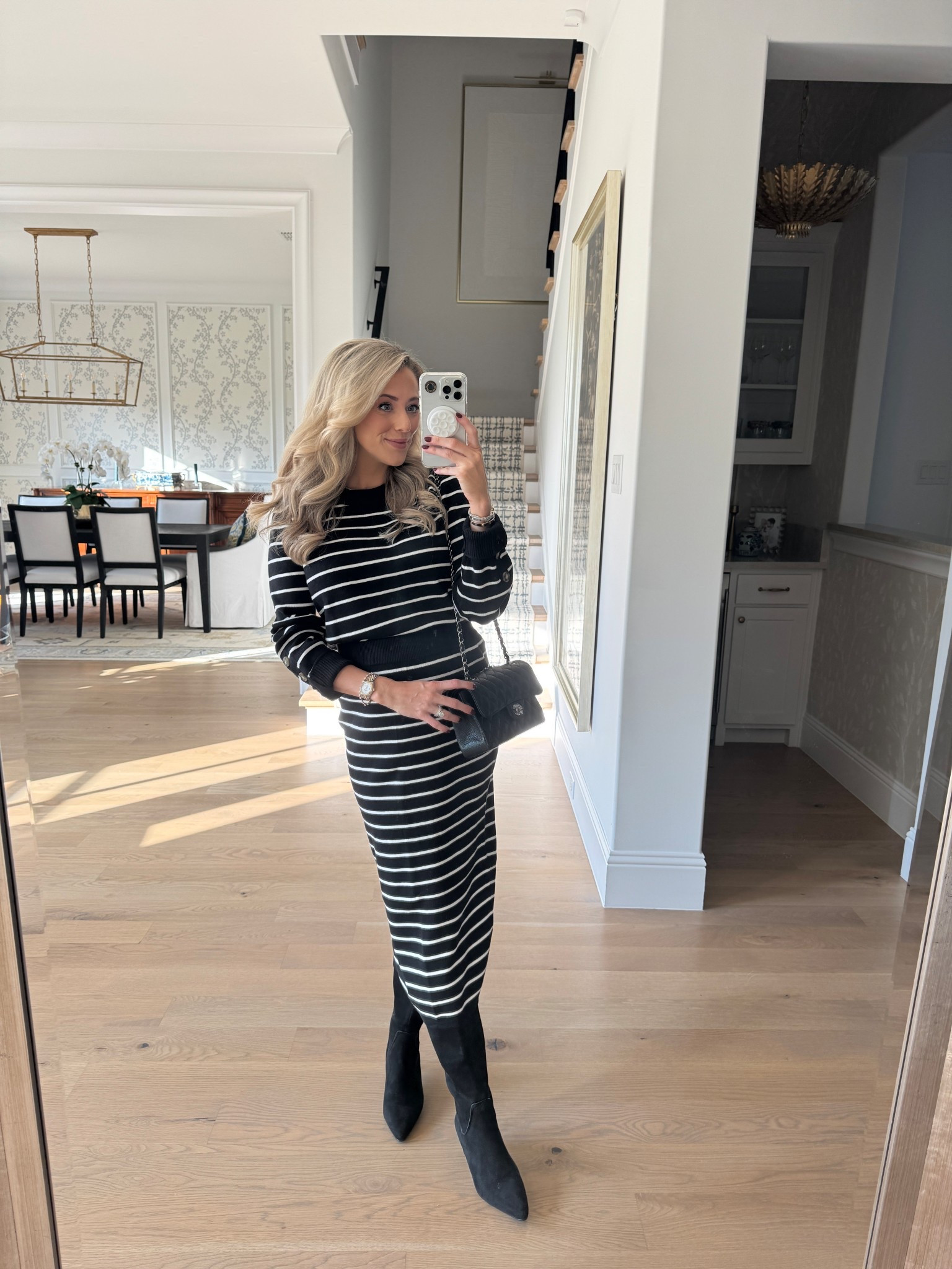 Black and White Stripe Skirt Set
Amazon Winter Fashion 
Black Boots 

#LTKSeasonal #LTKFindsUnder100
