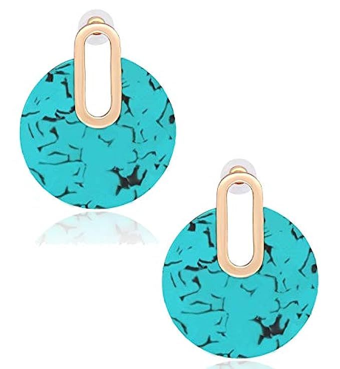 Acrylic Earrings For Women Girls Statement Drop Dangle Earrings Bohemian Hoop Earring Mottled Resin  | Amazon (US)