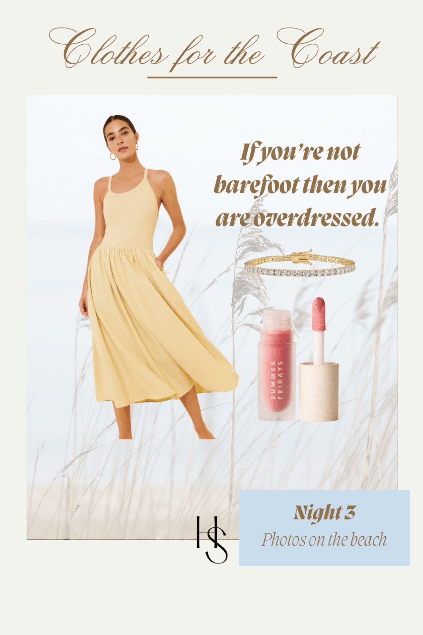 Clothes for the Coast: Cape Cod vacation outfit Night 3 - Photos on the beach. If you’re not barefoot, you are overdressed! I really loved this butter yellow midi dress.
This outfit is from my article on my blog: Cape Cod Vacation Outfits: What I Wore in the Cape
What to wear in Cape Cod 
Cape Cod packing list 
Cape Cod summer style
Cape Cod swim style 
Cape Cod travel outfits 
Cape Cod outfit ideas 
New England summer outfits 
What I wore in Cape Cod 
Cape Cod beach vacation wardrobe 
Stylish outfits for Cape Cod
What to wear in New England
Coastal packing list 
Coastal summer style
Coast swim style 
Coastal travel outfits 
Coastal outfit ideas 
New England summer outfits 
What I wore on the New England Coast
Coastal beach vacation wardrobe 
Stylish outfits for the coast

#LTKStyleTip