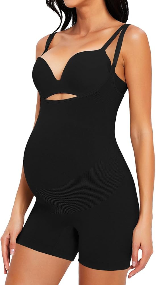 Women's Maternity Bodysuit Pregnancy Shapewear Shorts Bustless Sleeveless Tank Top Belly Support ... | Amazon (US)