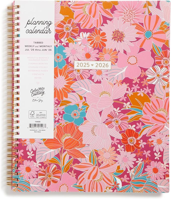 Blue Sky Color Me Courtney 2025-2026 Academic Year Weekly and Monthly Planner Calendar, July 2025... | Amazon (US)