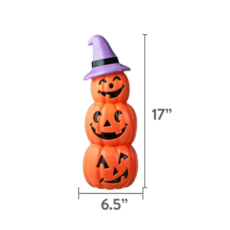 Halloween PE Witch Jack-o'-Lantern Stack Decoration, 17 in, by Way To Celebrate | Walmart (US)