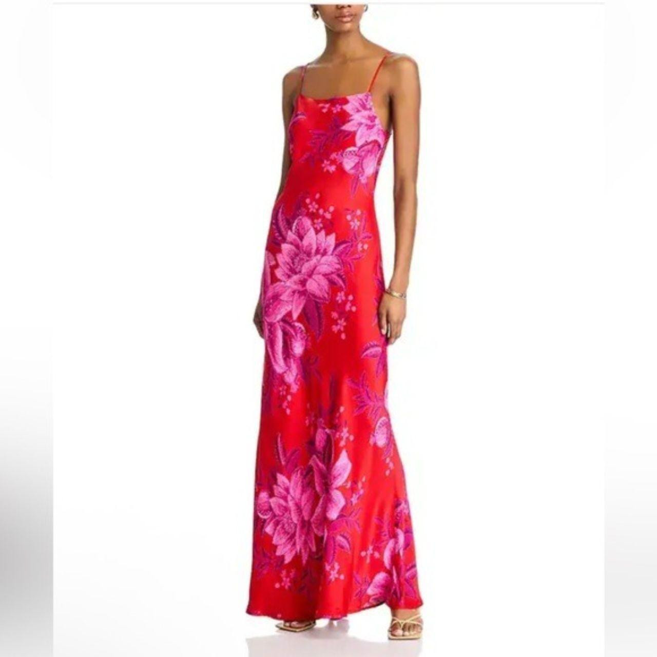 Farm Rio Women's Slip Dress - Red/Pink | Depop US