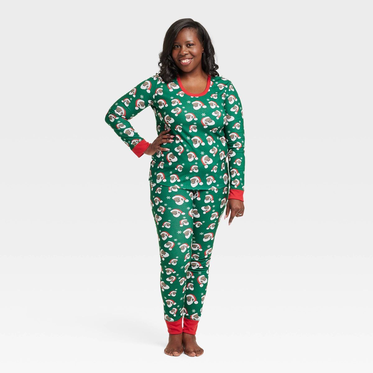 Greentop Gifts Women's Santa Print Matching Family Pajama Set - Green | Target