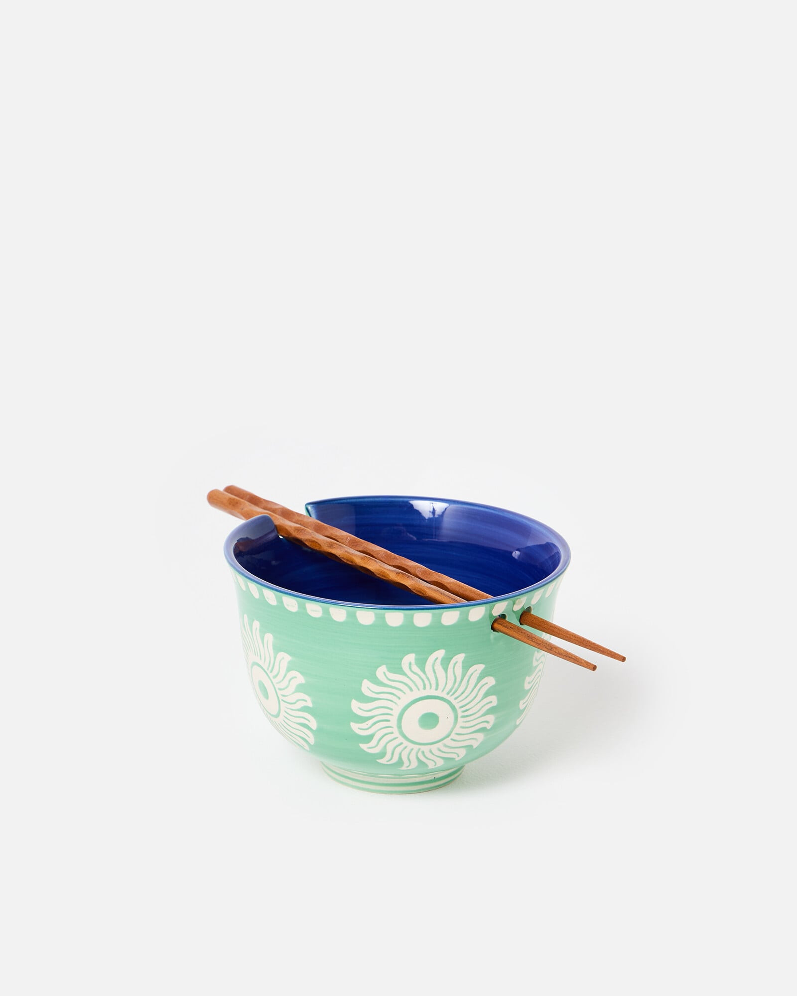 Green Soleil Ceramic Noodle Bowl & Chopsticks | Oliver Bonas | Oliver Bonas (Global)