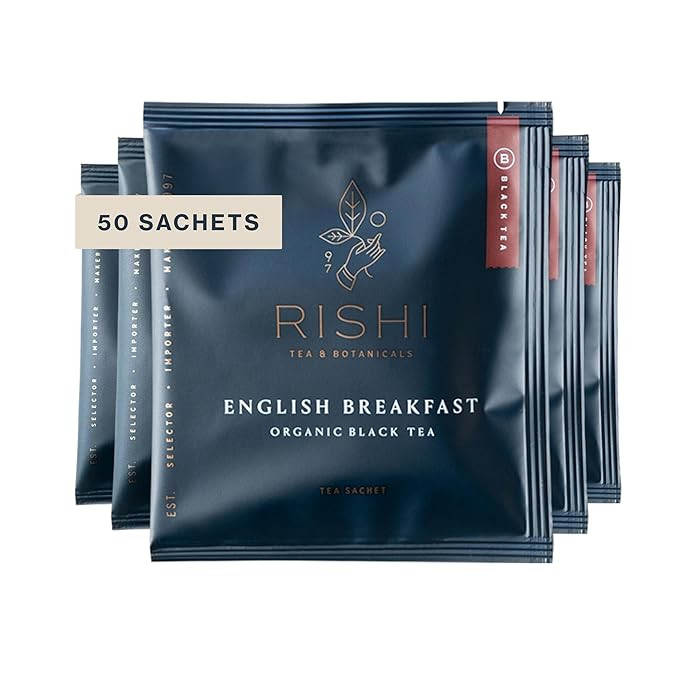 Rishi Tea English Breakfast Tea - Organic Sachet Tea Bags, Energizing & Caffeinated Pure Black Te... | Amazon (US)