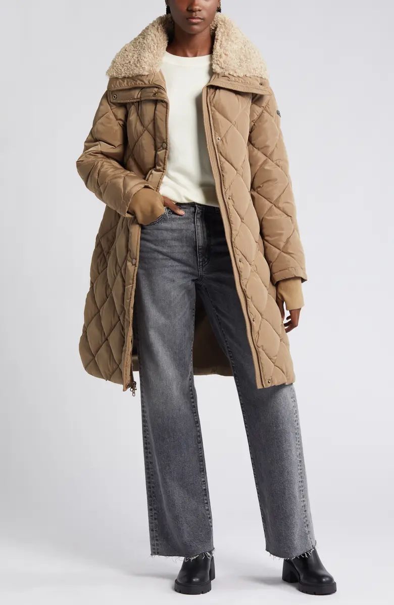 Lucky Brand Quilted Faux Shearling Jacket | Nordstrom | Nordstrom