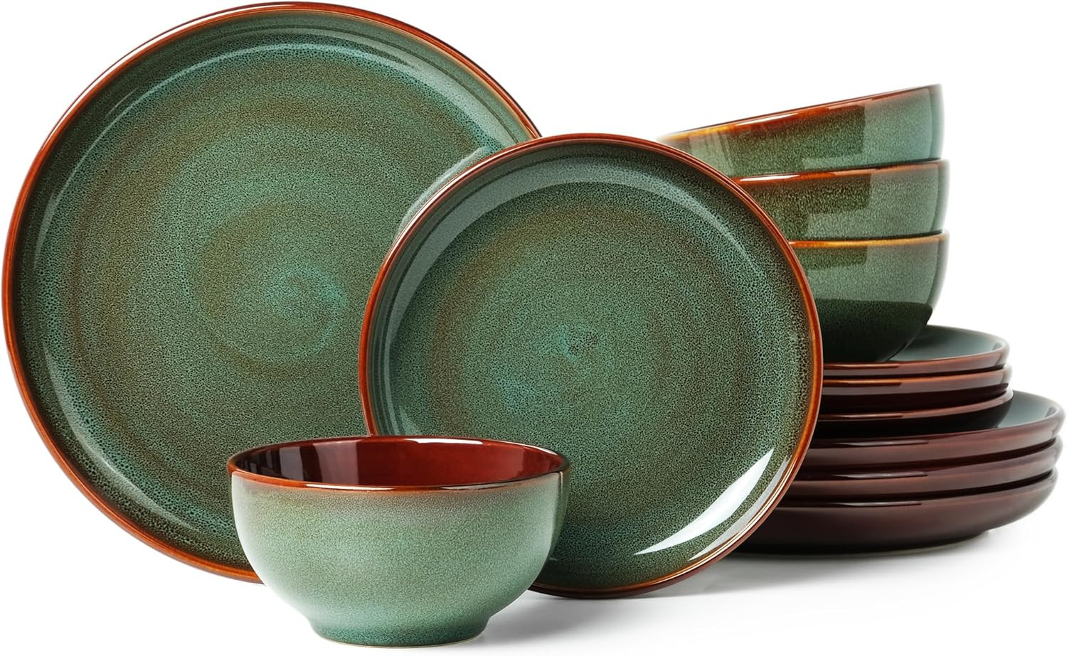 Stoneware Dinnerware Sets, Ceramic Plates and Bowls Set, Microwave & Dishwasher Safe Kitchen Dish... | Amazon (US)