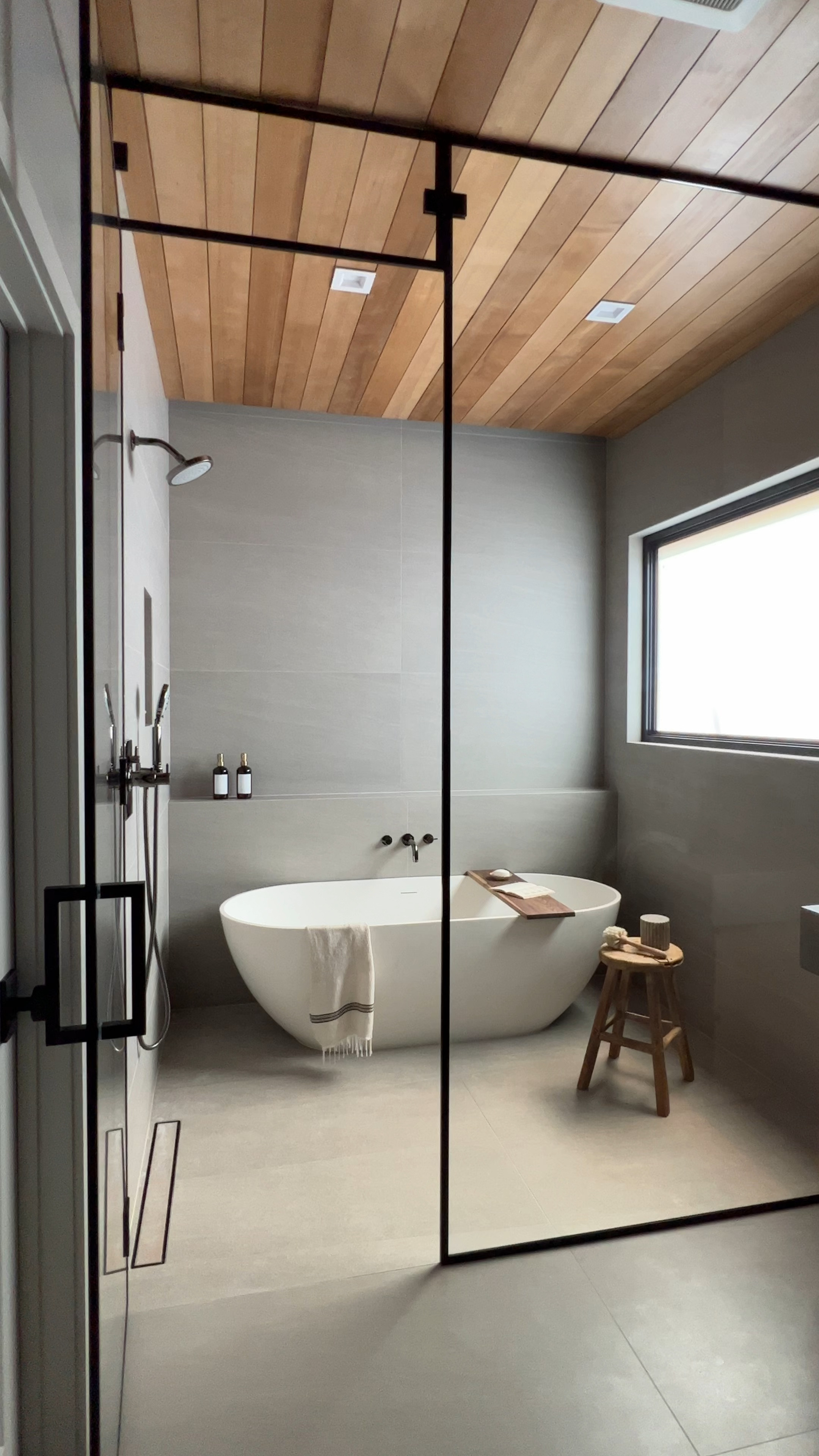 Grey bathroom remodel design, stool, canister, towel, tray, soap pumps amazon, McGee wood stool stripe towel wood bath tray white vase concrete distressed vase white flowers pottery barn

#LTKfindsunder100 #LTKhome #LTKsalealert