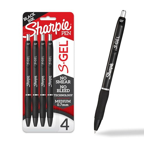 Sharpie S-Gel Pens, Medium Point (0.7mm), Black Ink, 4 Count - Ideal for Writing, Journaling, Drawing, Coloring, Note-Taking, College Supplies | Amazon (US)