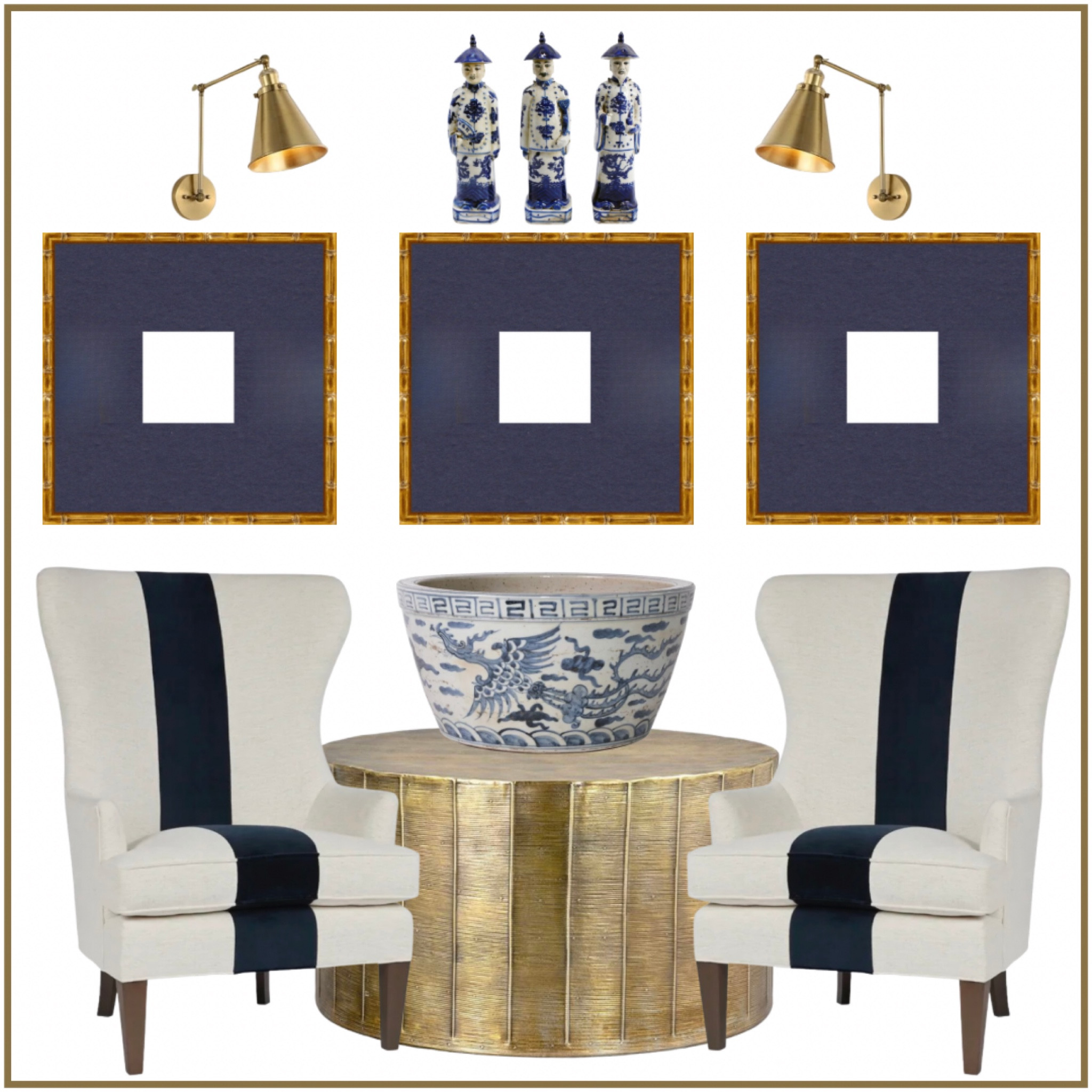 Gallery wall, living room decor, home decor, blue velvet accent chairs, gold and marble accent tables, floor lamps, chinoiserie, blue and white

#LTKHoliday #LTKGiftGuide #LTKhome