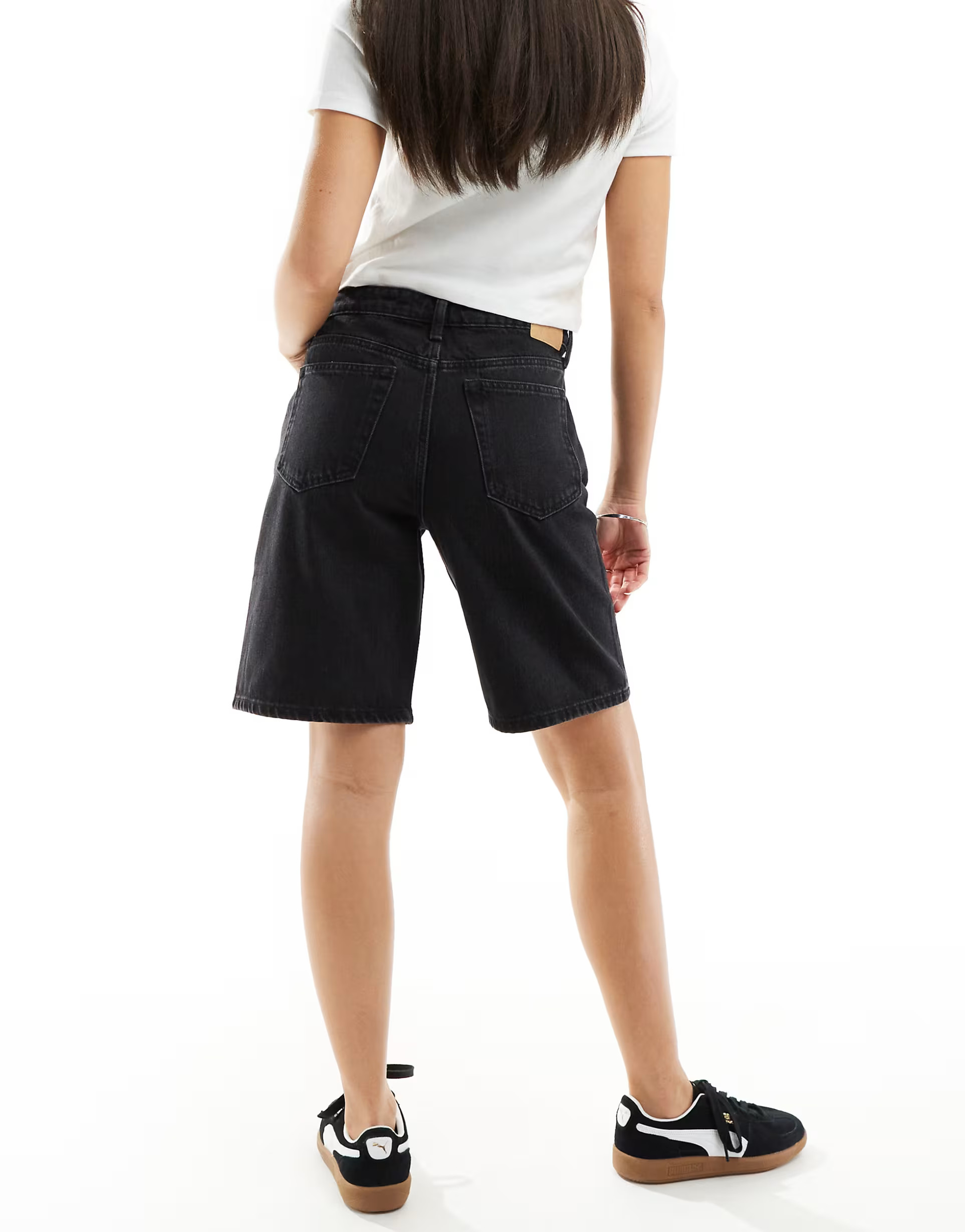 Weekday Monterey low waist wide leg denim shorts in tuned black | ASOS (Global)