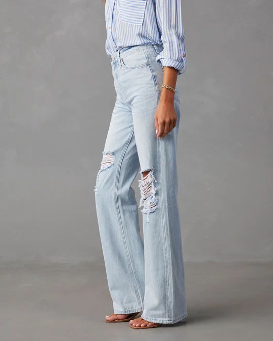 Alycia High Rise Distressed Wide Leg Jeans | VICI Collection