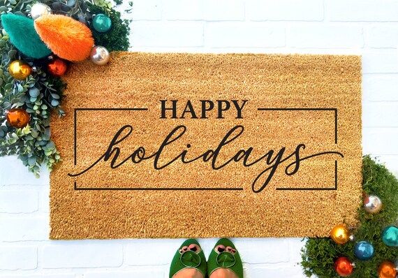 Happy Holidays Doormat, Holiday Doormat, Merry Christmas Doormat, Christmas Welcome Mat, Christma... | Etsy (US)