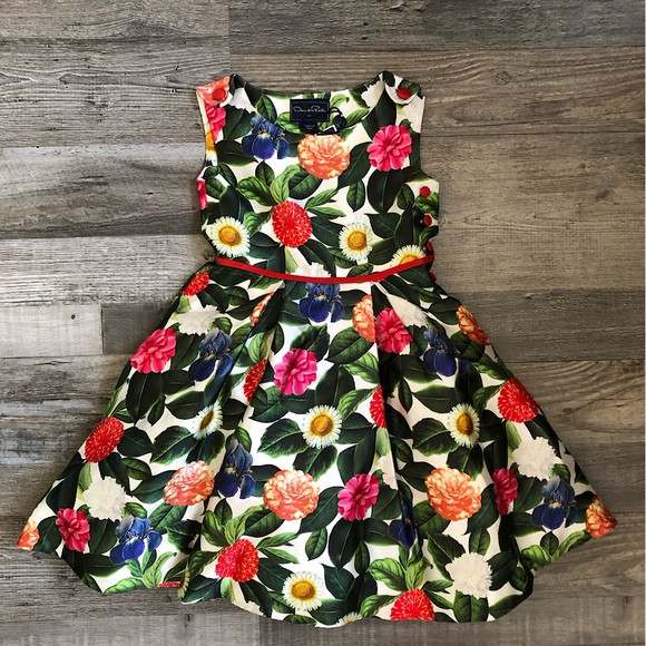 Oscar De La Renta jungle floral mikado girls dress 3Y with tags | Poshmark