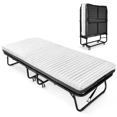 Folding Bed With Mattress Included Memory Foam, Portable Roll Away Adult Bed For Guest, Fold Up Soft Cot Bed | Wayfair North America