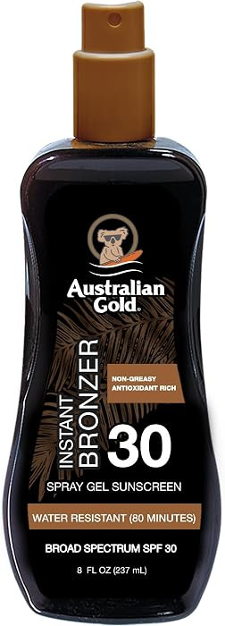 Australian Gold Spray Gel Sunscreen with Instant Bronzer SPF 30, 8 Ounce | Moisturize & Hydrate S... | Amazon (US)